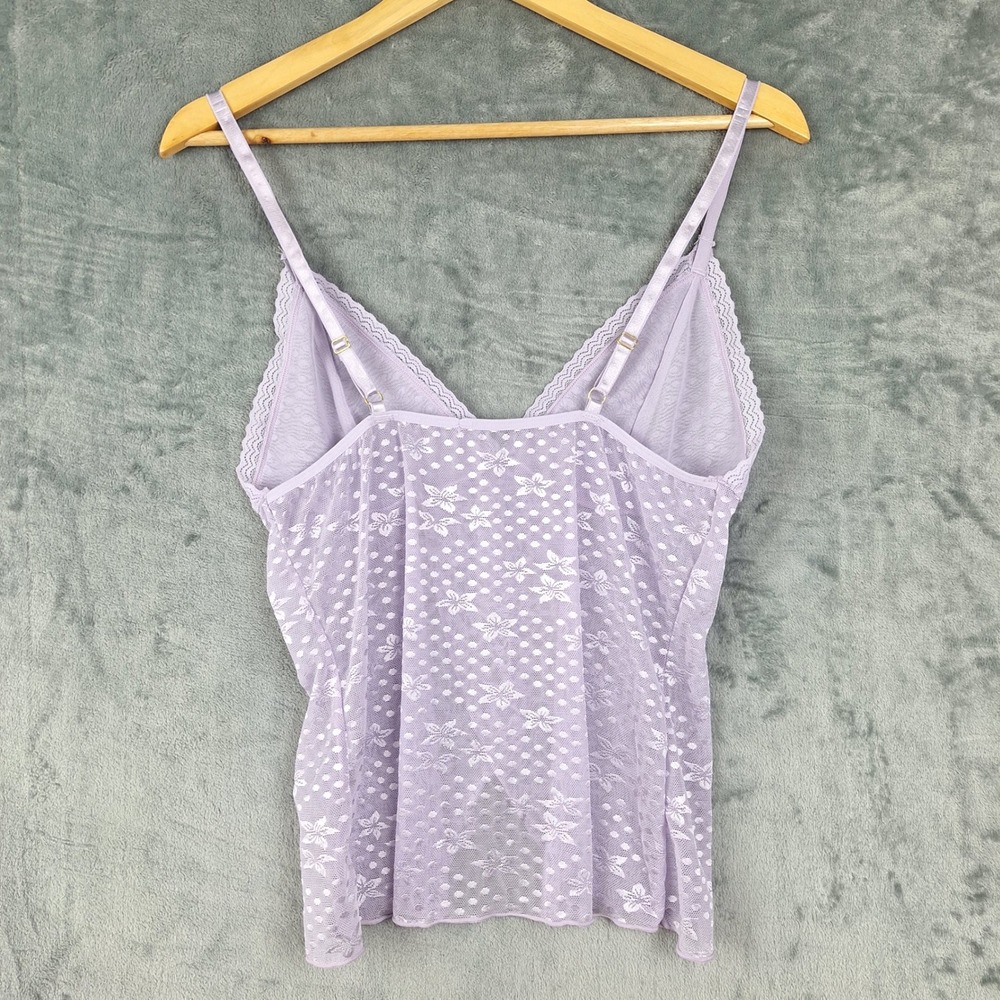 Womens Top Large Purple Fairy Babydoll Y2K Cami Coquette Floral Feminine Sheer - Picture 6 of 7